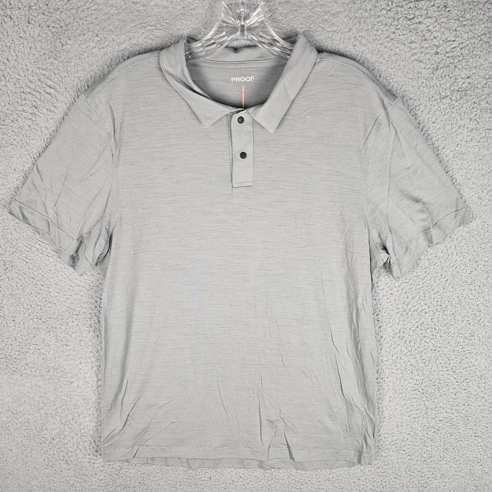 Proof Polo Mens L Gray 72-Hour Merino Short Sleeve Performance Shirt P-150001